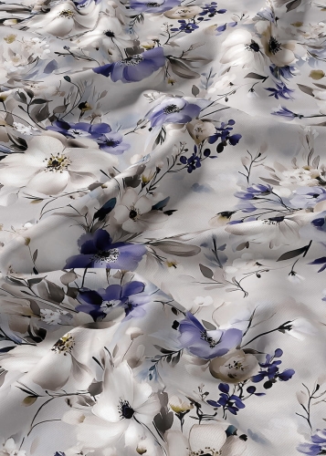 Komplet pościeli Home Satin z satyny bawełnianej 160x200 w fioletowe i kremowe kwiaty