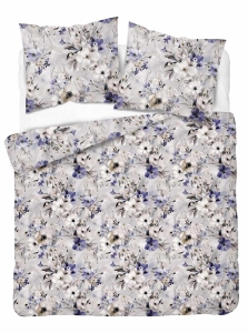 Komplet pościeli Home Satin z satyny bawełnianej 220x200 w fioletowe i kremowe kwiaty