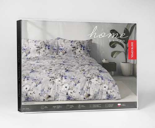 Komplet pościeli Home Satin z satyny bawełnianej 220x200 w fioletowe i kremowe kwiaty