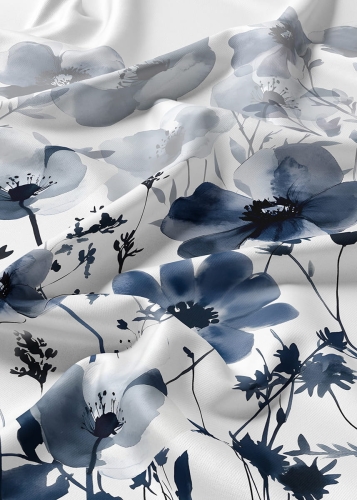 Komplet pościeli Home Satin z satyny bawełnianej 160x200 w granatowe kwiaty