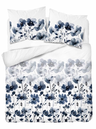Komplet pościeli Home Satin z satyny bawełnianej 220x200 w granatowe kwiaty