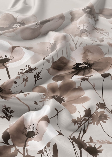 Komplet pościeli Home Satin z satyny bawełnianej 220x200 w ciemno beżowe kwiaty