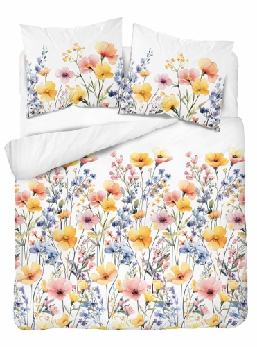 Komplet pościeli Home Satin z satyny bawełnianej 220x200 w kolorowe wiosenne kwiaty