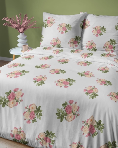 Komplet pościeli Home Satin z satyny bawełnianej 160x200 w różane bukiety