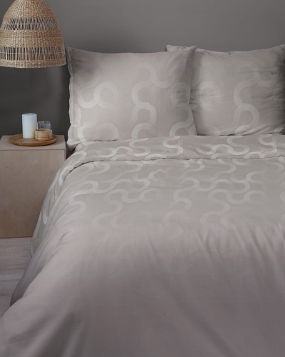 Komplet pościeli Home Satin z satyny bawełnianej szarej 160x200 we wzór geometryczny