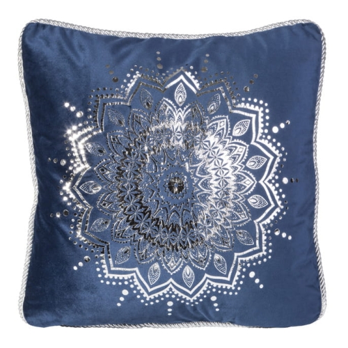 Poszewka dekoracyjna velvet 45x45 granatowa + wypełnienie