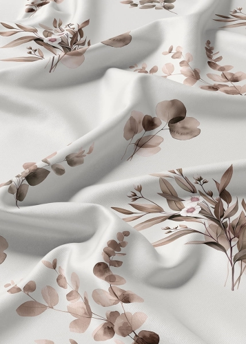 Komplet pościeli Home Satin z satyny bawełnianej 160x200 w beżowe gałązki eukaliptusa