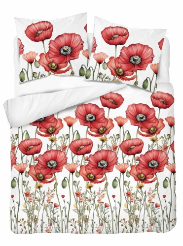 Komplet pościeli Home Satin z satyny bawełnianej 160x200 w czerwone maki