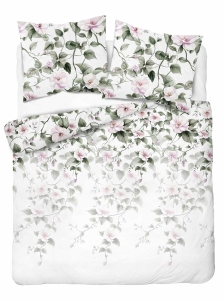 Komplet pościeli Home Satin z satyny bawełnianej 220x200 w motyw różowego hibiskusa