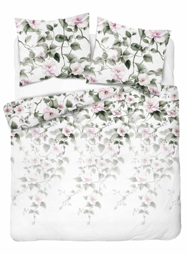 Komplet pościeli Home Satin z satyny bawełnianej 220x200 w motyw różowego hibiskusa