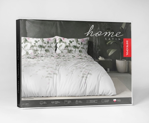 Komplet pościeli Home Satin z satyny bawełnianej 220x200 w motyw różowego hibiskusa