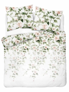 Komplet pościeli Home Satin z satyny bawełnianej 160x200 w motyw pudrowo różowego hibiskusa