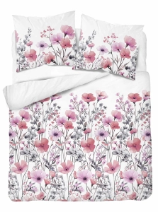 Komplet pościeli Home Satin z satyny bawełnianej 160x200 w różowe i fioletowe kwiaty