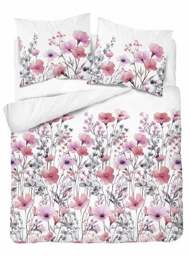 Komplet pościeli Home Satin z satyny bawełnianej 160x200 w różowe i fioletowe kwiaty