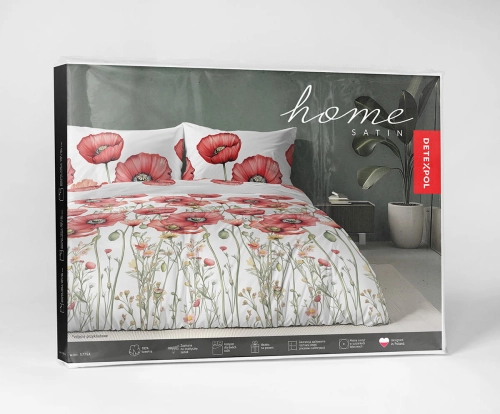 Komplet pościeli Home Satin z satyny bawełnianej 180x200 w czerwone maki