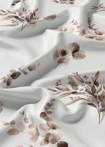 Komplet pościeli Home Satin z satyny bawełnianej 180x200 w beżowe gałązki eukaliptusa