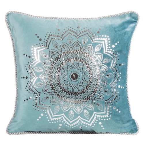 Poszewka dekoracyjna velvet 45x45 turkusowa + wypełnienie 