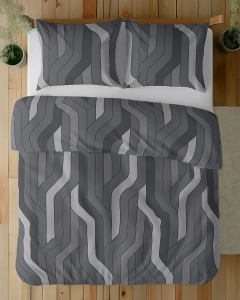 Pościel bawełniana 100% w odcieniach szarości 220x200 w figury geometryczne