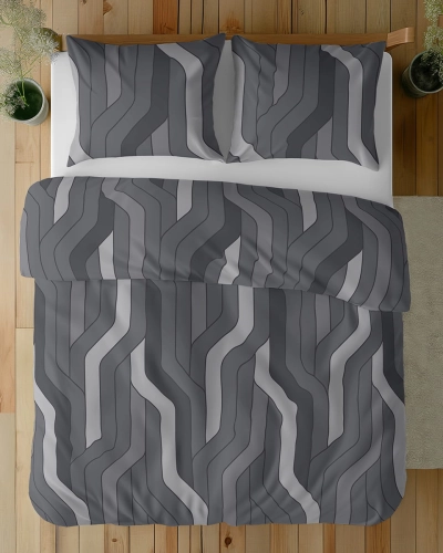 Pościel bawełniana 100% w odcieniach szarości 220x200 w figury geometryczne