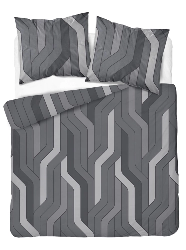 Pościel bawełniana 100% w odcieniach szarości 180x200 w figury geometryczne