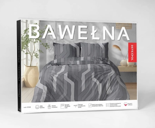 Pościel bawełniana 100% w odcieniach szarości 180x200 w figury geometryczne