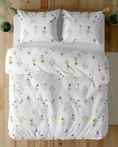 Pościel bawełniana 100% 180x200 w kwiaty polne