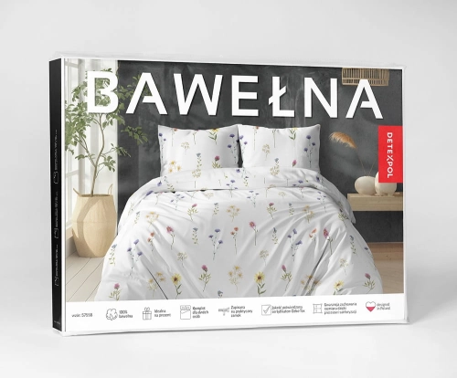 Pościel bawełniana 100% 180x200 w kwiaty polne