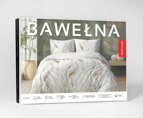 Pościel bawełniana 100% 180x200 motyw traw i kłosów