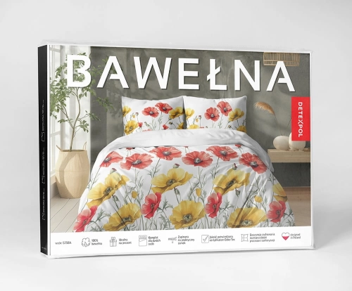 Pościel bawełniana 100% 220x200 z motywem maków