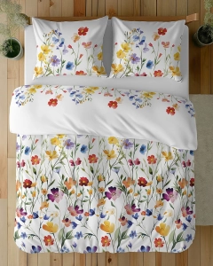 Pościel bawełniana 100% 160x200 w kolorowe kwiaty