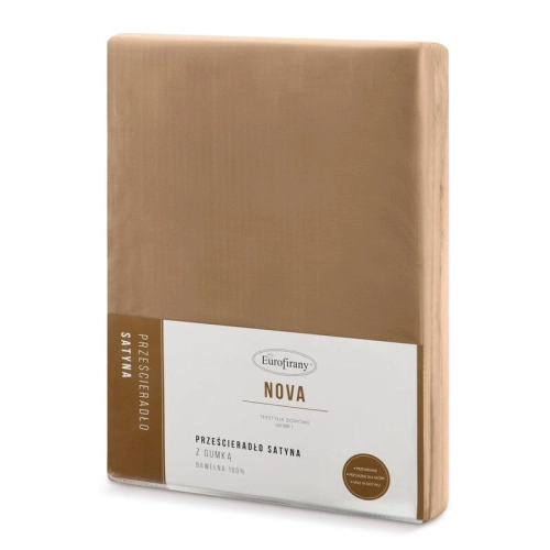 Prześcieradło 140x200 satynowe z gumką w kolorze ceglanym