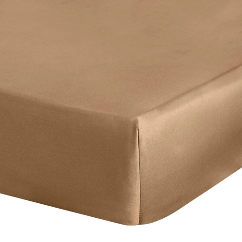 Prześcieradło 160x200 satynowe z gumką w kolorze ceglanym