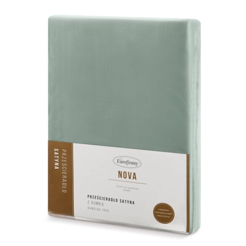 Prześcieradło 160x200 satynowe z gumką w kolorze szałwiowym