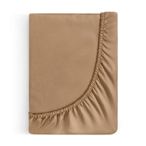 Prześcieradło 180x200 satynowe z gumką w kolorze ceglanym