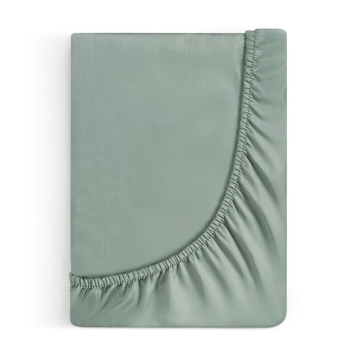 Prześcieradło 180x200 satynowe z gumką w kolorze szałwiowym