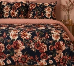 Komplet pościeli z bawełny satynowej Spring 220x200 w czerwone i burgundowe kwiaty