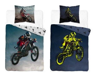 Pościel bawełniana młodzieżowa świecąca 160x200 Motocross 