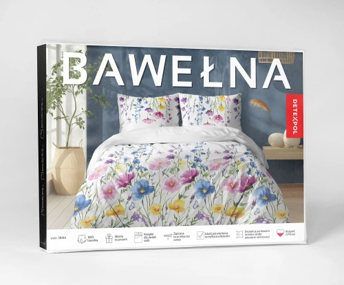 Pościel bawełniana 100% 180x200 w kwiatową łąkę
