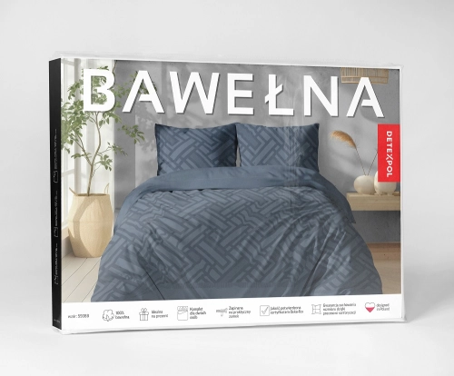 Pościel bawełniana 100% 220x200 granatowa geometryczna