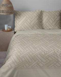 Komplet pościeli Home Satin z satyny bawełnianej beżowej 220x200 geometryczny wzór