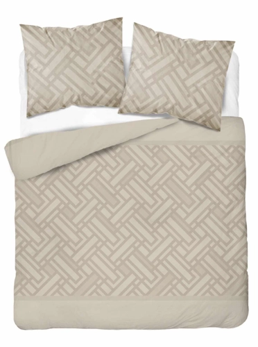 Komplet pościeli Home Satin z satyny bawełnianej beżowej 220x200 geometryczny wzór