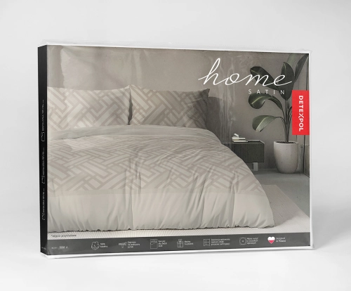 Komplet pościeli Home Satin z satyny bawełnianej beżowej 220x200 geometryczny wzór