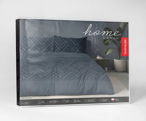 Komplet pościeli Home Satin z satyny bawełnianej granatowej 160x200 geometryczny wzór