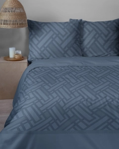 Komplet pościeli Home Satin z satyny bawełnianej granatowej 220x200 geometryczny wzór