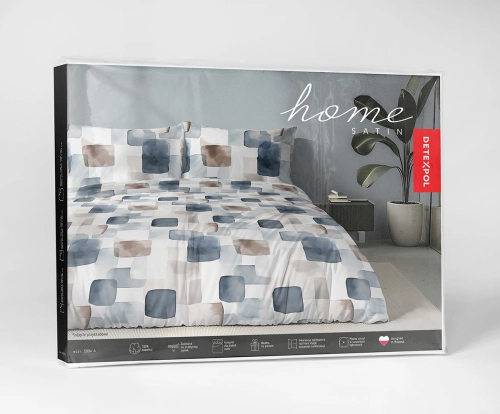 Komplet pościeli Home Satin z satyny bawełnianej 220x200 w geometryczną granatową mozaikę