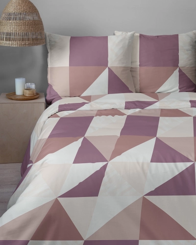 Komplet pościeli Home Satin z satyny bawełnianej 220x200 w trójkąty i kwadraty