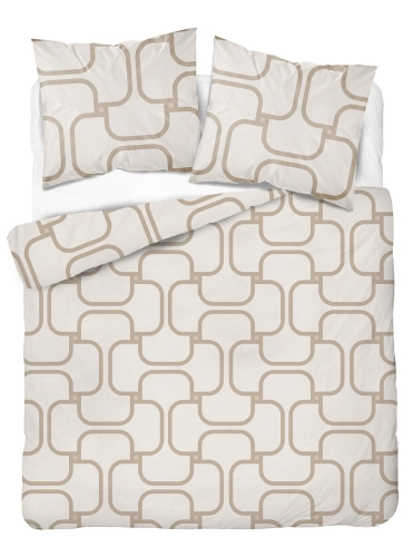Komplet pościeli Home Satin z satyny bawełnianej beżowej 160x200 geometryczny wzór 