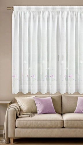Firana gotowa Inesa 350x160 z kwiatowym haftem