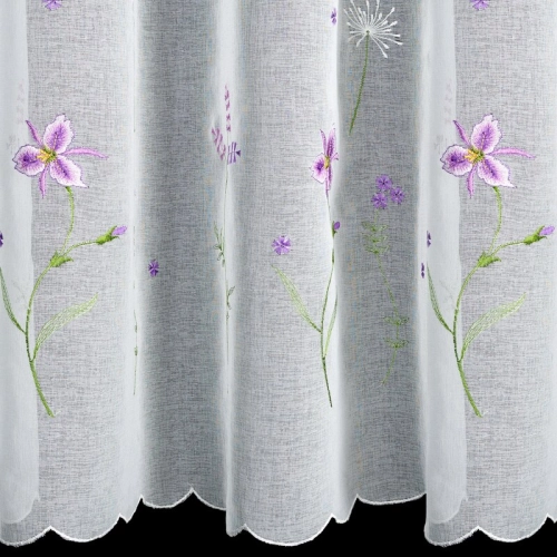 Firana gotowa Inesa 350x160 z kwiatowym haftem