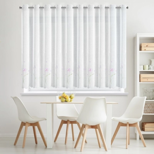 Firana gotowa Inesa 350x120 z kwiatowym haftem